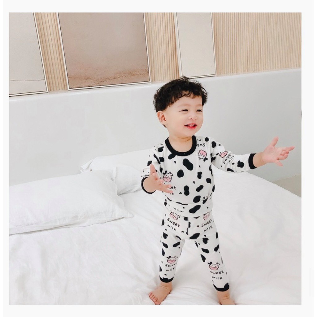 Bộ Thu Đông Cho Bé  Bộ Minky Mom DÀI TAY BÒ SỮA Cho Bé Trai Bé Gái  Chất Cotton Cao Cấp Thấm Hút Mồ Hôi Tốt