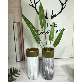 Bình hoa gốm trụ vân đá bo miệng vàng loại cao LH095-1 - Bình Cắm Hoa