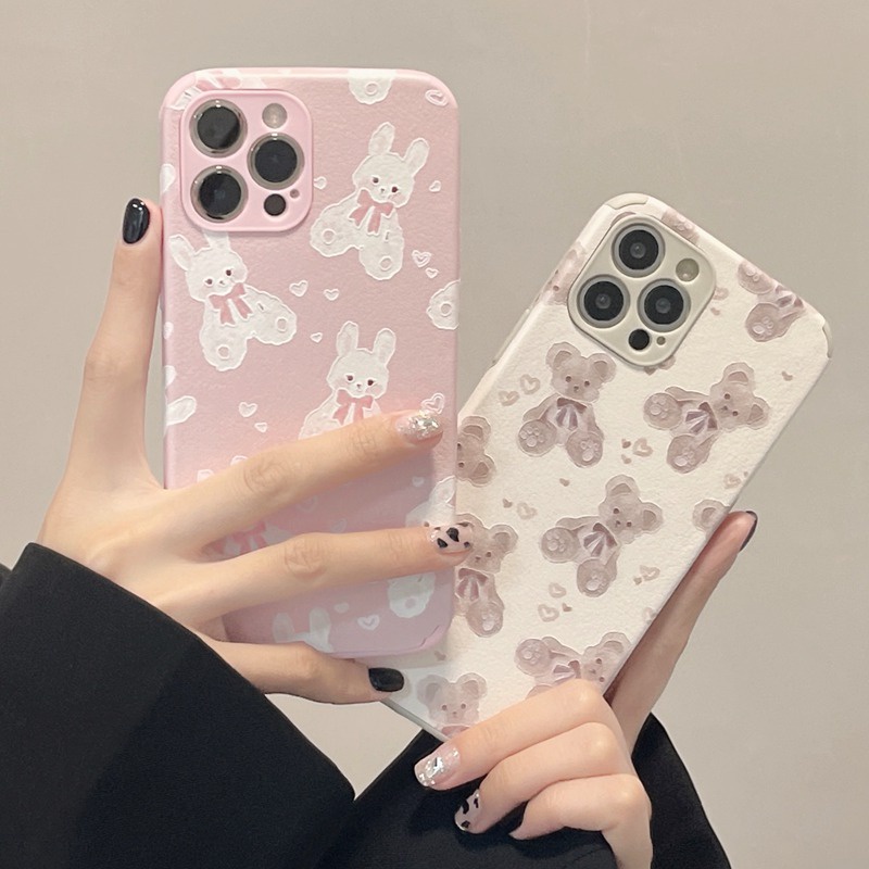 Ốp điện thoại họa tiết gấu/ thỏ dành cho OPPO A3S K5 C1 Reno 3 2F 5 6 Pro A83 Realme XT VIVO V9 Y93 Y17 Y30 V20 V15 Pro