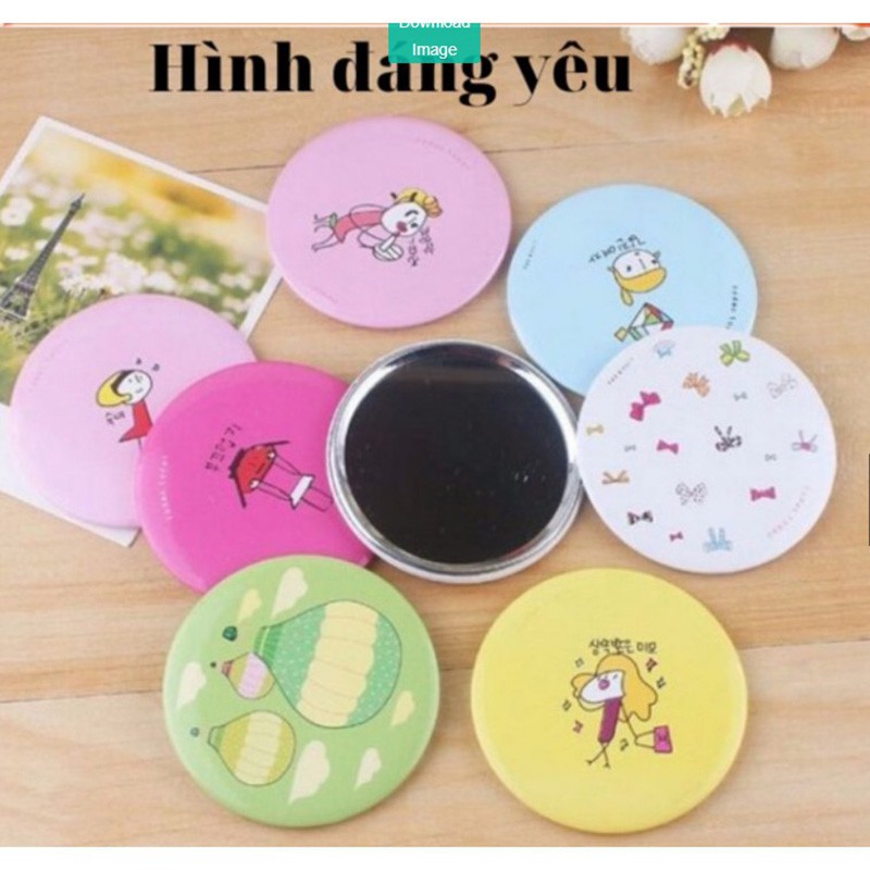 Gương Soi Mini Bỏ Túi Hình Tròn Nhỏ Gọn Đáng Yêu - Hình Thú Xinh Xắn