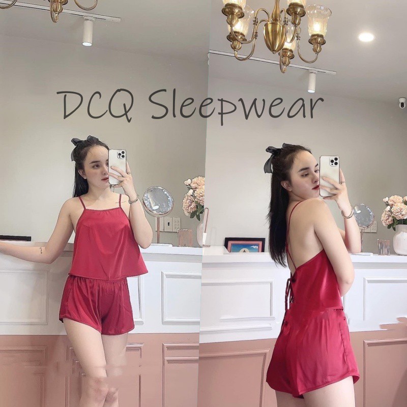 Đồ ngủ nữ 🌺FREE SHIP🌺Đồ ngủ sexy cổ yếm chất satin mềm mát freesize <55kg  - DCQ Sleepwear | BigBuy360 - bigbuy360.vn
