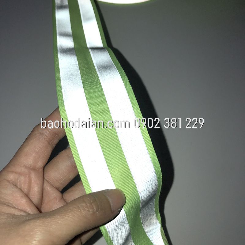 Dây phản quang vải 2 sọc xám khổ 5cm x 100m