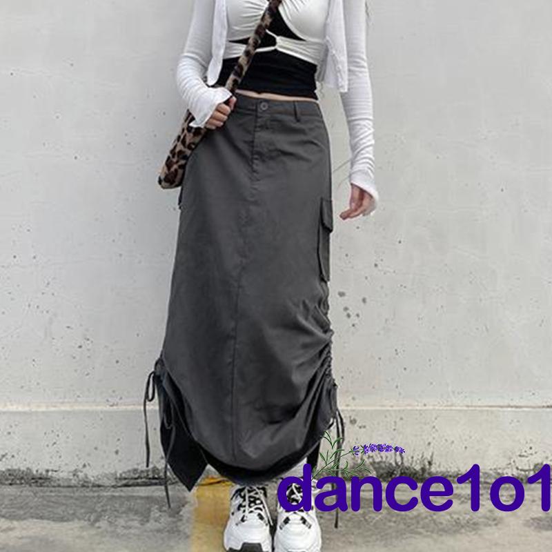 Chân Váy Midi Nhún Bèo Phong Cách Vintage Thời Trang Cho Nữ Cỡ 1O1-Harajuku