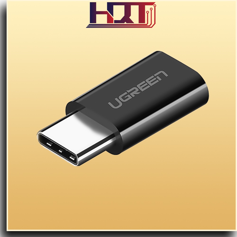 Đầu chuyển Micro USB sang USB type C, kích thước 18x13x6,6mm UGREEN US157