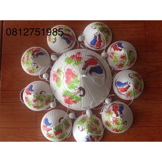 Chuông gió gốm Bát tràng 6 nón nhỏ, 1 nón to