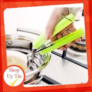 Kẹp gắp đồ chống nóng inox cán nhựa xanh (giá sỉ)
