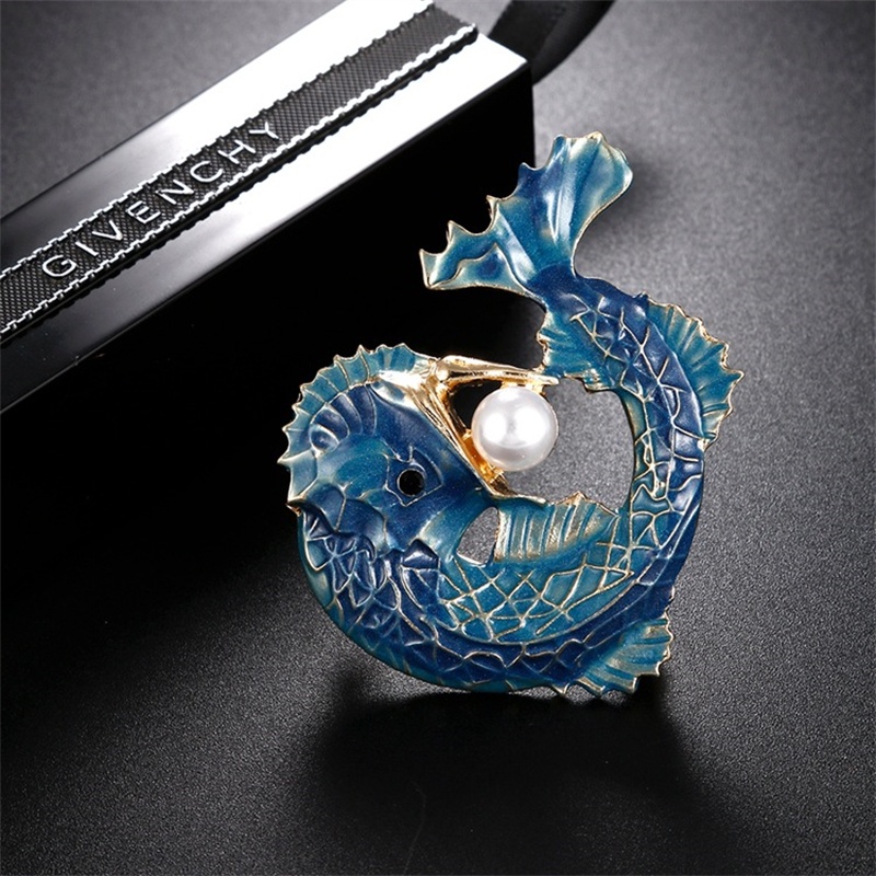 Mới Ghim Cài Áo Hình Cá Ngựa Đính Đá Thời Trang Dành Cho Nữ