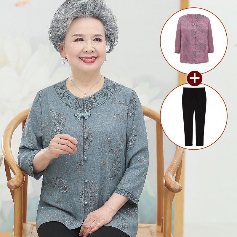 Áo bà ba trung niên và phụ nữ cao tuổi phù hợp với mùa xuân và mùa thu cho mẹ