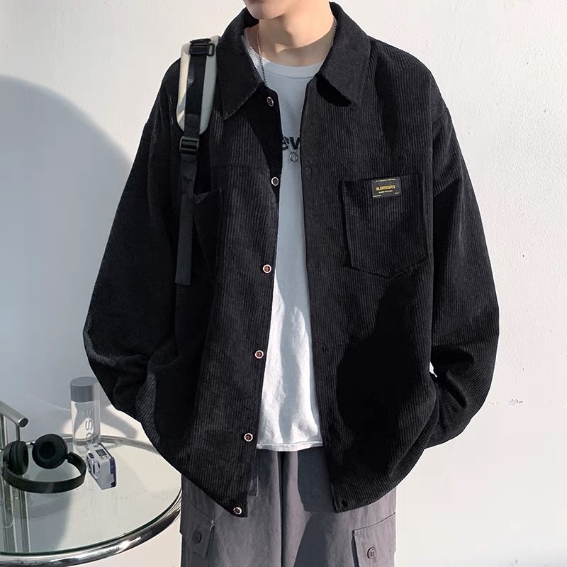 Sơ mi nhung tăm mix túi ngực thêu logo form rộng unisex KPis Clothes sale 50% | BigBuy360 - bigbuy360.vn