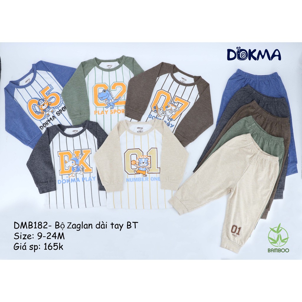 DMB182 Bộ quần áo zaglan dài tay Dokma ( 9-24M)