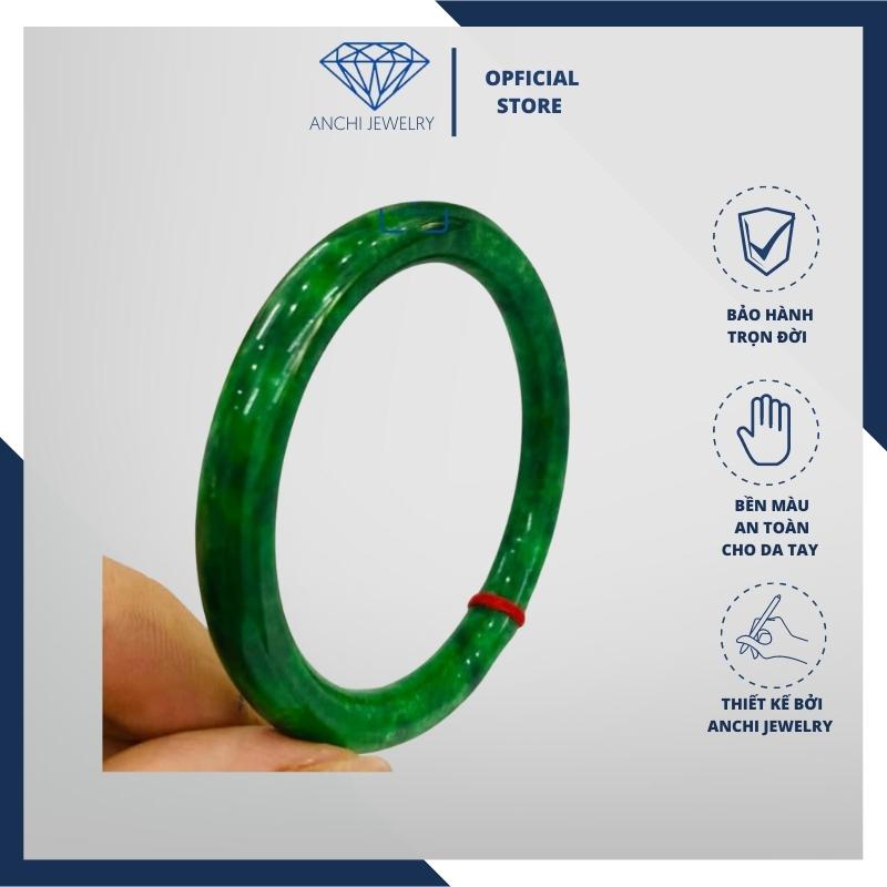 Vòng tay ngọc sơn thủy liền khối bản đũa / vuông mệnh mộc hỏa, trang sức Anchi jewelry
