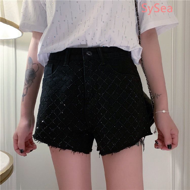 Quần Short Denim Ống Rộng Phối Rách Thời Trang Mùa Hè Cho Nữ