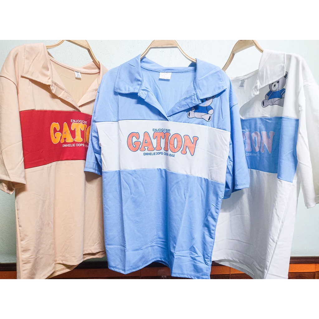 Áo polo gấu, áo form rộng chất cotton mềm mịn