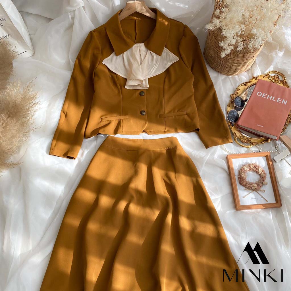 🌸SET SƠ MI NÂU CỔ BÈO TRẮNG - CHẤT LIỆU CAO CẤP - NÂU KẾT HỢP CỔ TRẮNG | BigBuy360 - bigbuy360.vn