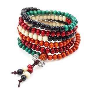 Vòng chuỗi hạt đeo tay 216 hạt gỗ 6mm thời trang ngũ sắc