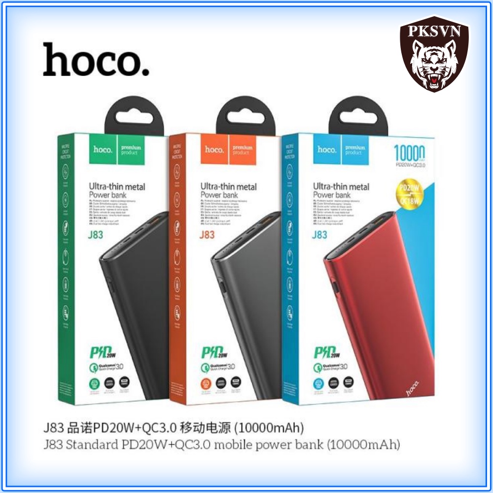 Sạc Dự Phòng Sạc Nhanh PD 20W Chính Hãng Hoco J83 - Pin Dự Phòng 10000mAh Siêu Mỏng Chuẩn QC 3.0, Type C - BH 12 Tháng