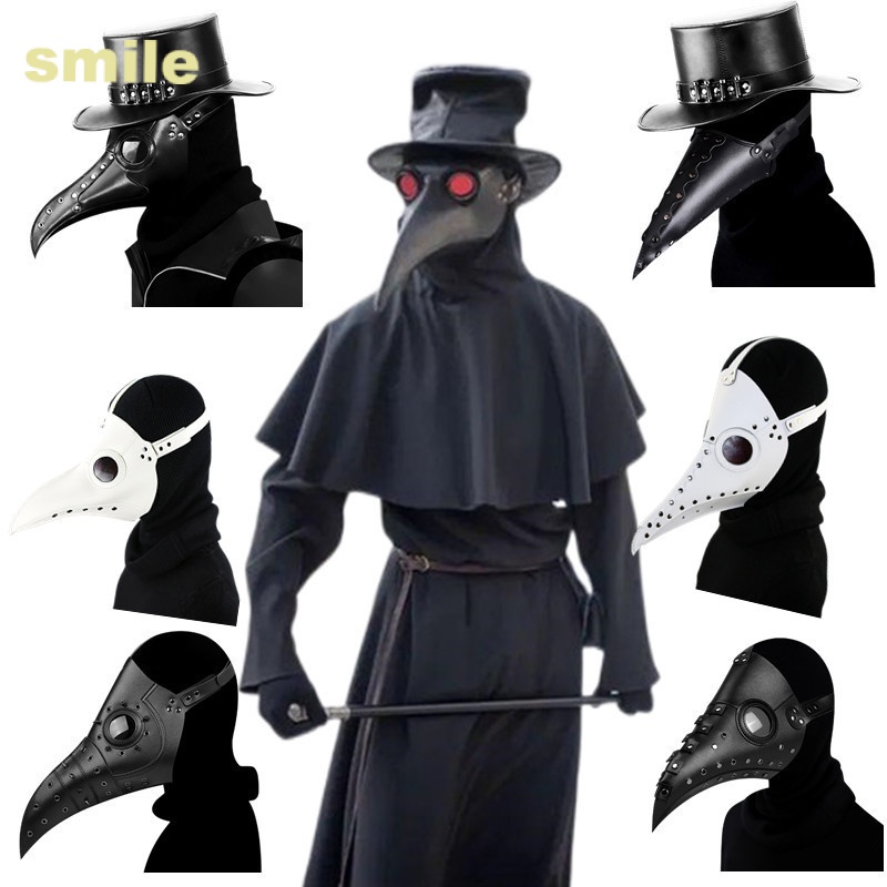 [Flower demon] hot selling fast-selling Halloween cos costume plague doctor crow doctor cos costume dark dungeon hero costume Crow bird mouth mask horrible black death Halloween acting costume
