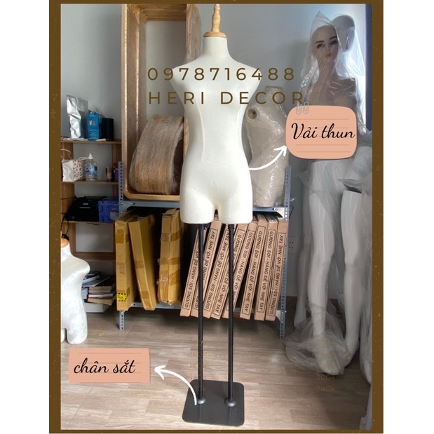 Manocanh bán thân bọc thun chân gỗ