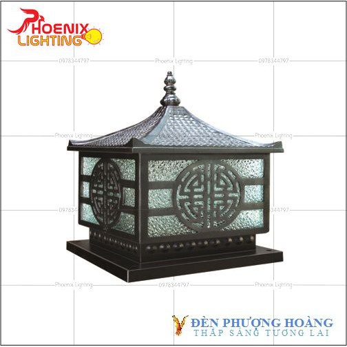 Đèn trụ cổng: Đèn ngoài trời D250 mái ngói nhiều mẫu PH6040