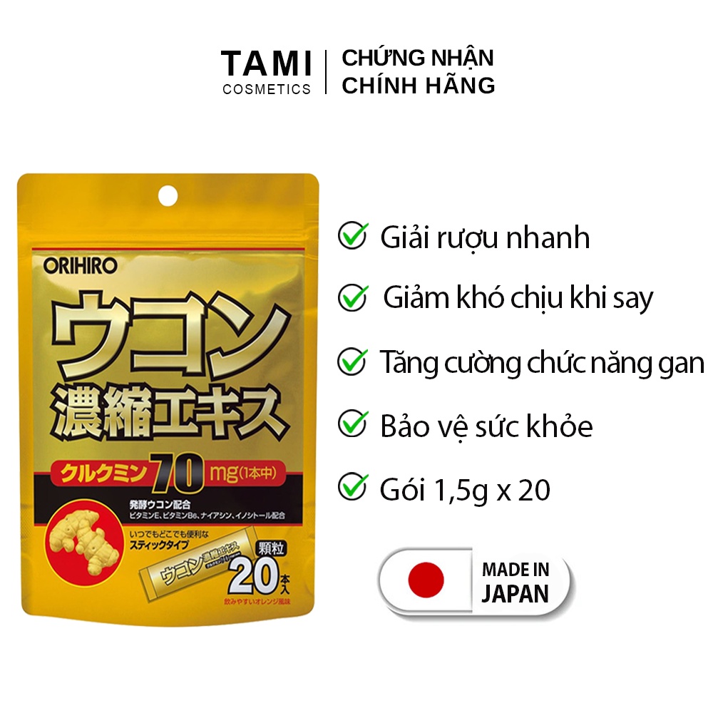 Tinh Bột Nghệ Giải Rượu Orihiro Nhật Bản giúp giải rượu nhanh, tăng cường chức năng gan gói 1,5gx20 TM-OR-TUR01