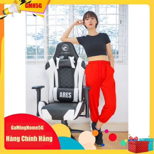 Ghế Gaming Ares E-DRA EGC 207 - Ghế Gaming cao cấp - Màu Đen, trắng, đỏ - Chất liệu: Da PU dễ dàng vệ sinh - BH 1 năm