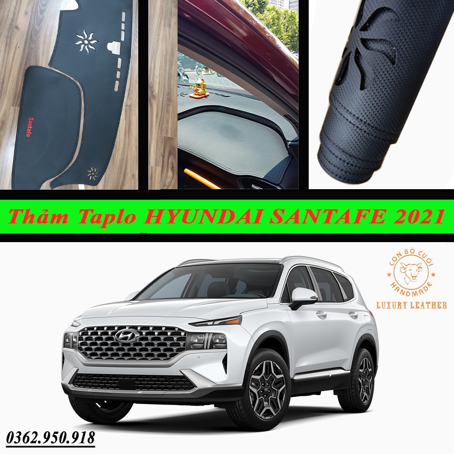 Thảm Taplo Hyundai Santafe 2019, 2020, 2021 Da Vân carbon cao cấp, chống nóng taplo xe