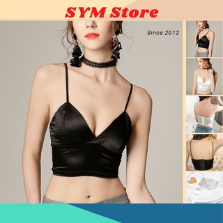 Áo bra satin bản to, áo lót satin phi bóng - sym