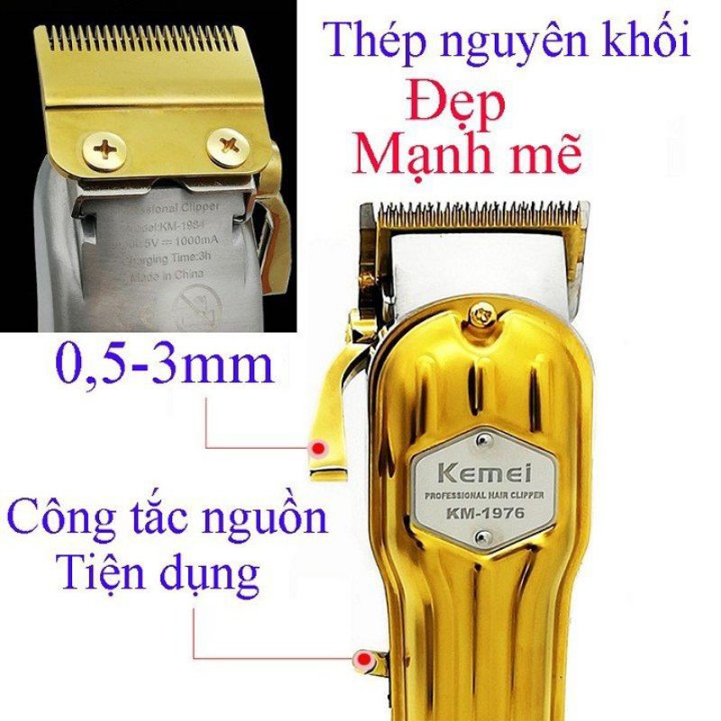 Tông đơ cắt tóc chuyên fade cao cấp chĩnh hãng Kemei 1976