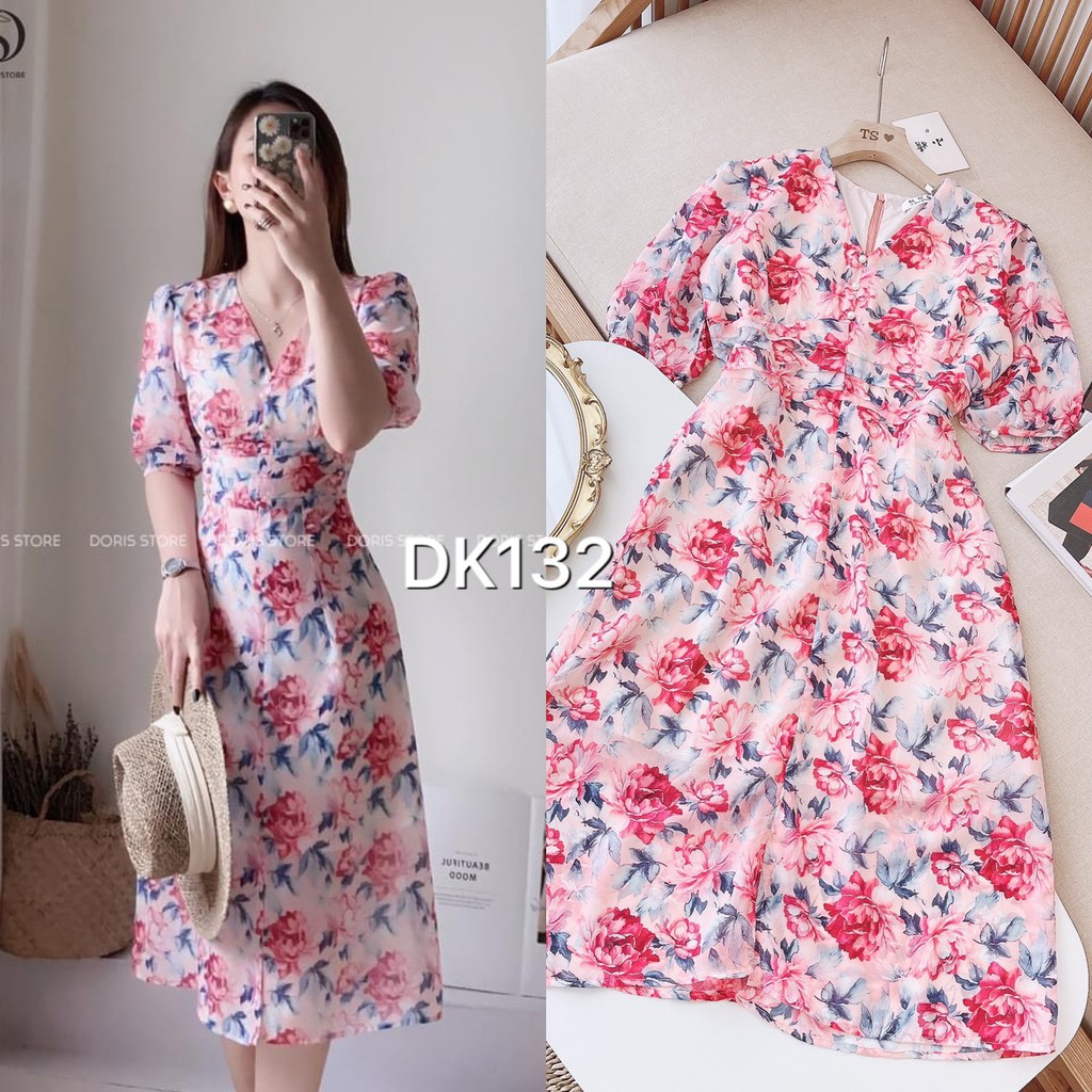 VÁY HOA TAY LỠ NỮ NHẸ NHÀNG TÔN DÁNG DK132