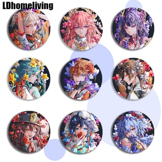 Huy Hiệu Kim Loại Khắc Chữ Genshin impact pin Raiden Shogun Kazuha Huatao Yae