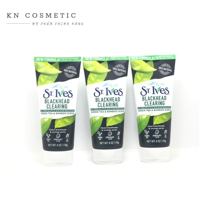 Sữa Rửa Mặt Tẩy Tế Bào Chết Chiết Xuất Trà Xanh ST.IVES BLACKHEAD CLEARING GREEN TEA SCRUB 170g