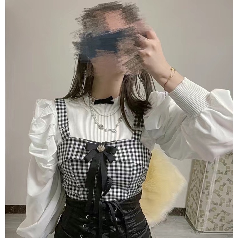 A7 Áo Len Tăm Tay Bồng Sơ Mi Có Hai Màu Thu Đông | BigBuy360 - bigbuy360.vn