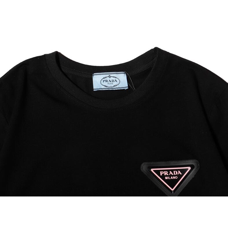 Áo thun Prada tay ngắn chất liệu cotton in logo tam giác thời trang dành cho unisex