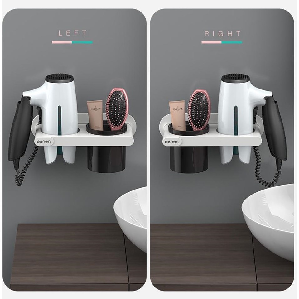 [FREESHIP] Giá treo máy sấy tóc kèm cốc để đổ nhà tắm chất liệu nhựa ABS dán tường - OE86
