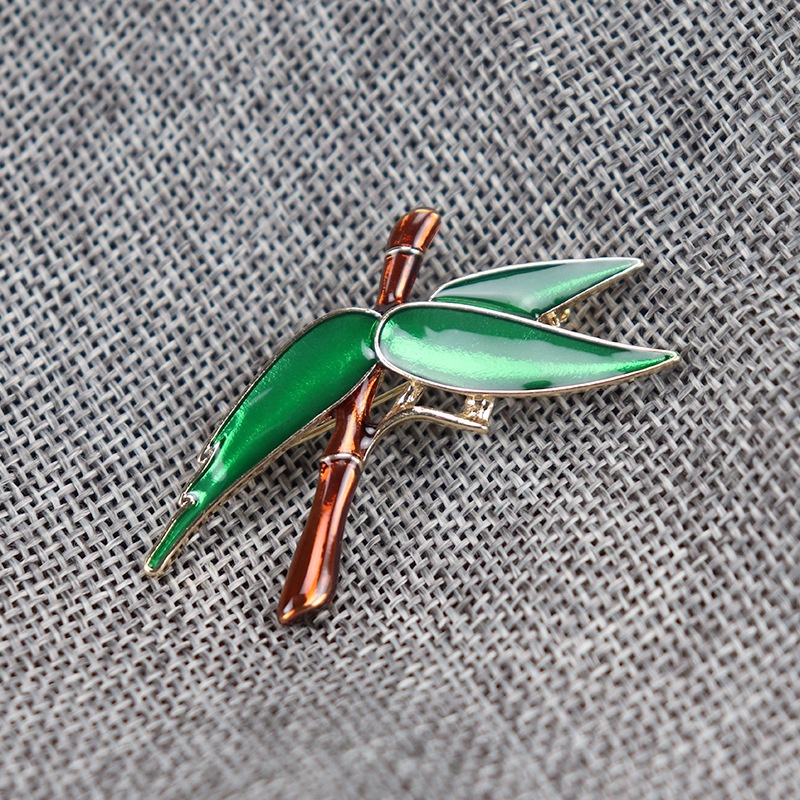 Ghim Cài Áo Hình Cây Tre/Hoa Lá Tráng Men Phong Cách Trung Quốc Cổ Điển Thời Trang Cho Nam Và Nữ