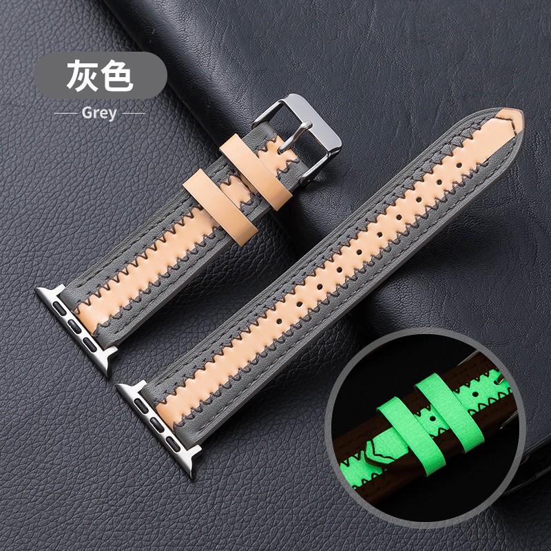 Band luminous luminous leather handmade strap for Apple Watch se/6/5/4/3/2/1，38mm/42mm/40mm/44mm