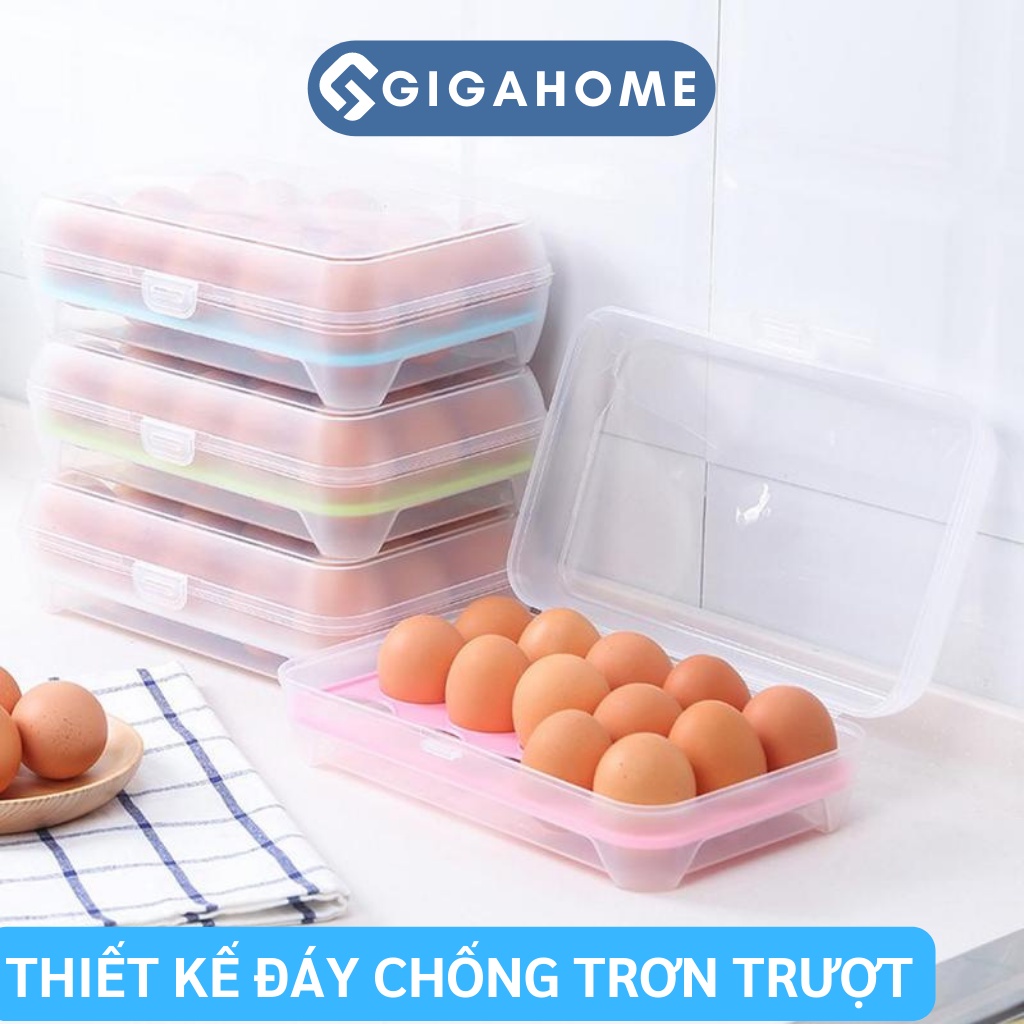 Hộp Đựng Trứng 15 Quả GIGAHOME Có Nắp Đậy Kín,  Đế Chống Trượt 1030