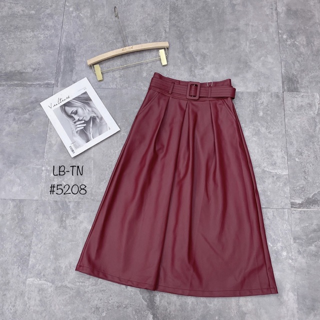 CHÂN VÁY DA DÁNG DÀI KÈM BELT | BigBuy360 - bigbuy360.vn