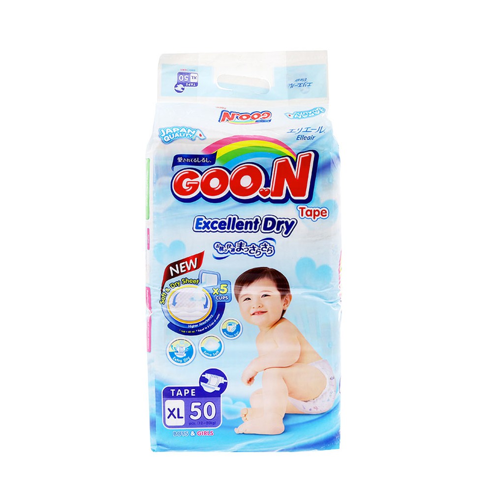 [CHÍNH HÃNG] Bỉm - Tã Dán GOO.N Renew Slim Size XL50 (Cho bé 12-20 kg)