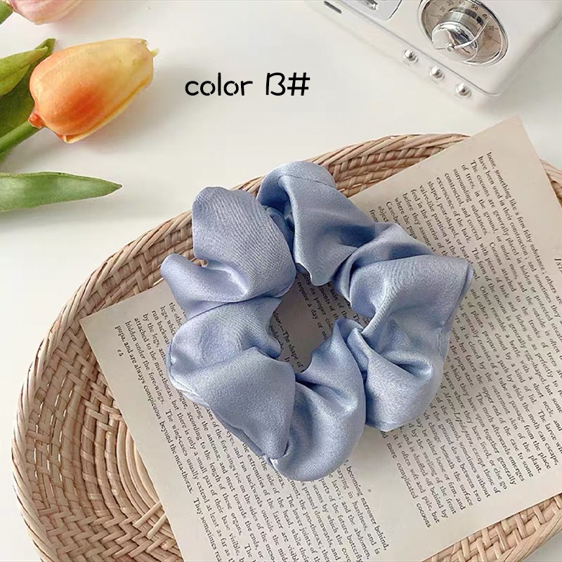 KMHO cột thun ins fashion Dây buộc tóc vải lụa Satin đính ngọc trai thời trang cho nữ cột tóc phụ kiện tóc trang sức hàn quốc