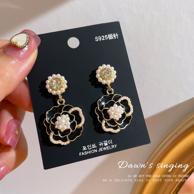 Hoa Tai Hình Hoa Hồng Đính Đá Phong Cách Vintage Thời Trang Cho Nữ