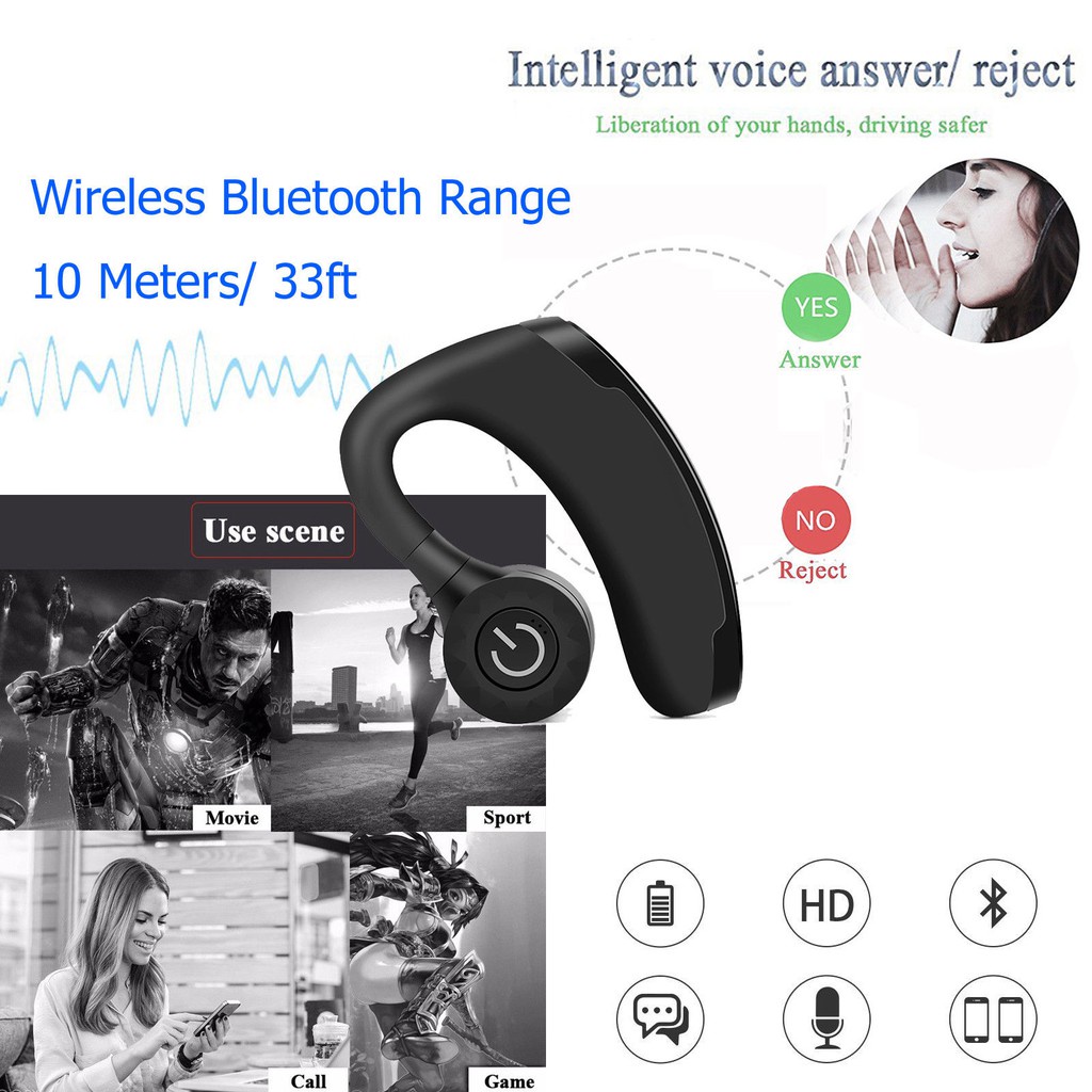 Tai Nghe Bluetooth V11 móc vành tai chống ồn kèm mic