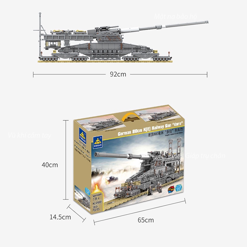 Đồ chơi Lắp ráp xe Tăng hạng nặng GUSTAV Đức thế chiến II, Kazi KY10005 Main battle, Xếp hình thông minh