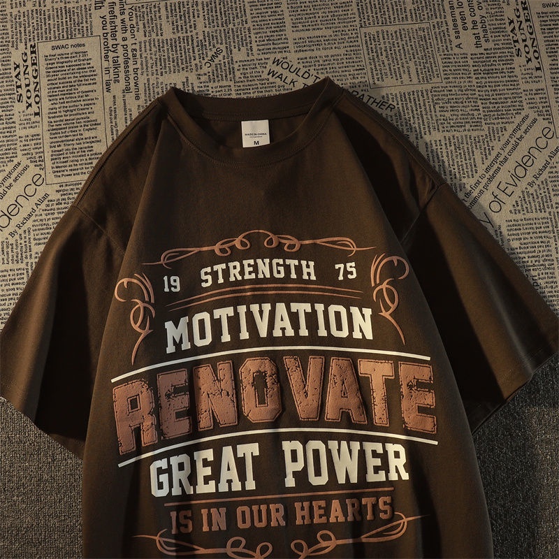 Summer pure cotton American retro hiphop fried street short sleeve T-shirt men's 2022 trendy ins loose bf half sleeve top Sxxc