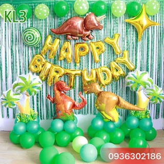 ( Tặng Bơm + Keo Dán) SÉT Bóng Happy Birthday Trang Trí Sinh Nhật Khủng Long HOT