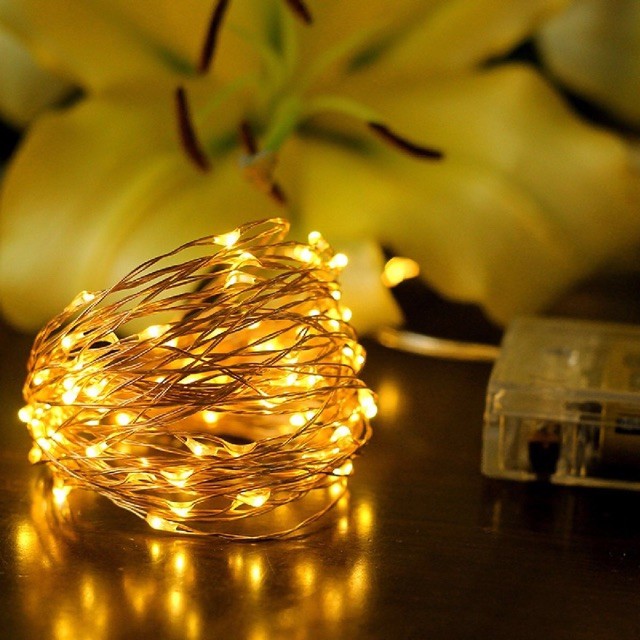 (Hàng Bể Nắp Hộp Pin) Thanh Lý Dây Đèn Led Fairy Light 3M 30 Bóng Đèn Đom Đóm Màu Vàng Nắng