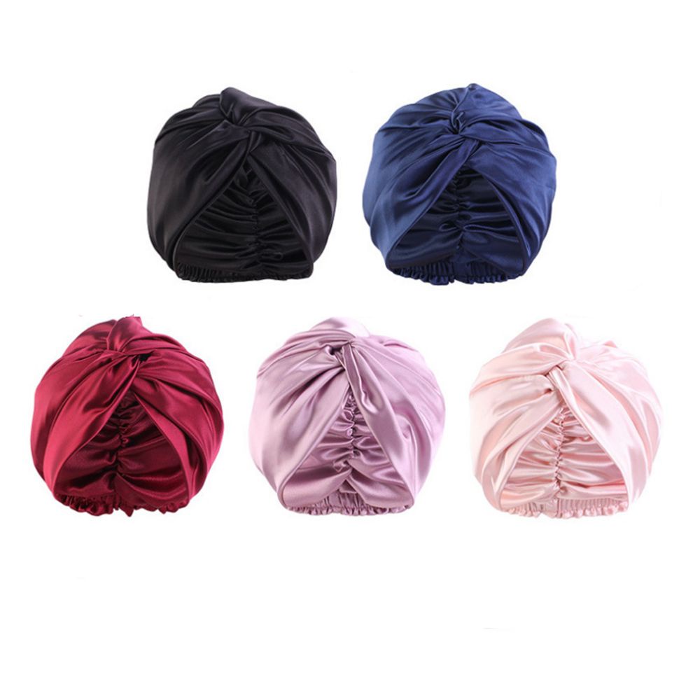 Mũ trùm đầu bằng vải satin co giãn nhiều màu sắc dùng khi ngủ / chăm sóc tóc dành cho nữ