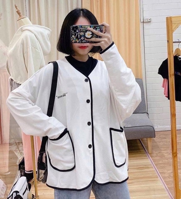 Áo nỉ phối viền sweater ulzzang form to rộng unisex