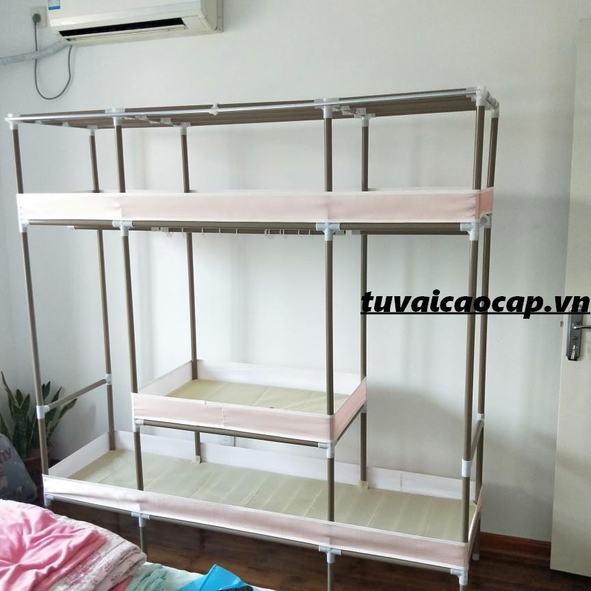 Tủ Vải Metal Khổ 1m3,2m1 Khung Thép siêu lớn có bảo hành, Tủ Quần Áo Vải Đa Năng