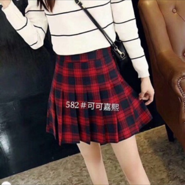Chân váy xếp ly, chân váy hàn quốc, chân váy kẻ hàng qc